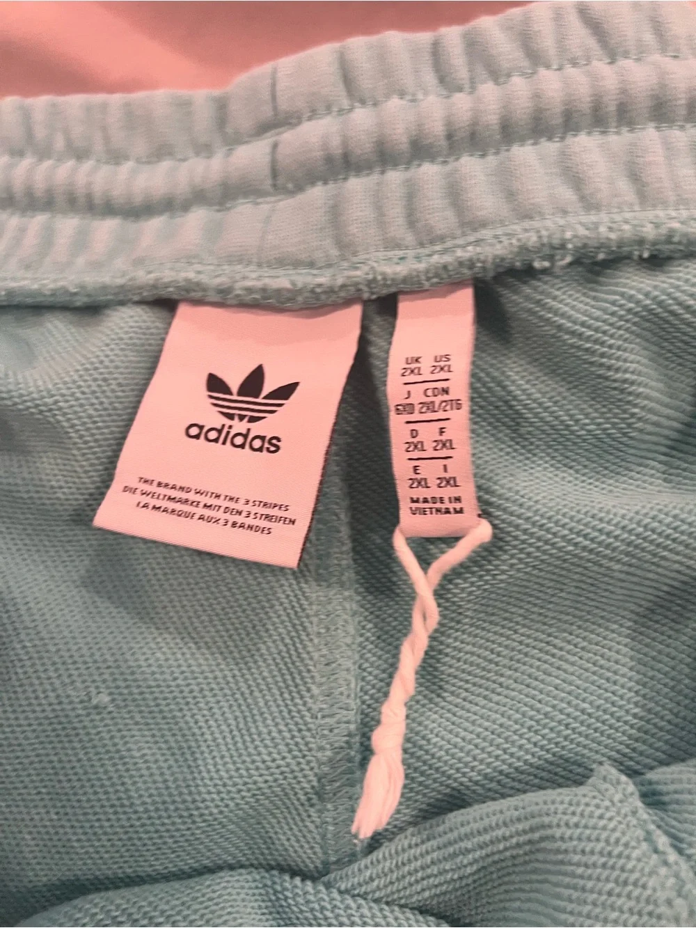 adidas Men's XXL Mint Green Athletic Shortsu with Navy Stripes